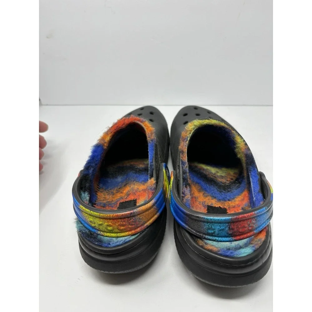 Crocs Adult Unisex Classic Black Lined with Tie Dye Strap & Lining M 8/W 10