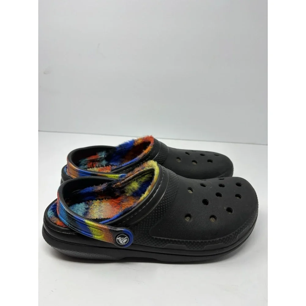 Crocs Adult Unisex Classic Black Lined with Tie Dye Strap & Lining M 8/W 10