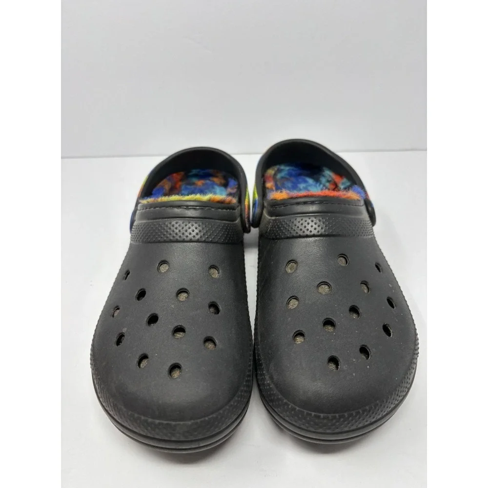 Crocs Adult Unisex Classic Black Lined with Tie Dye Strap & Lining M 8/W 10