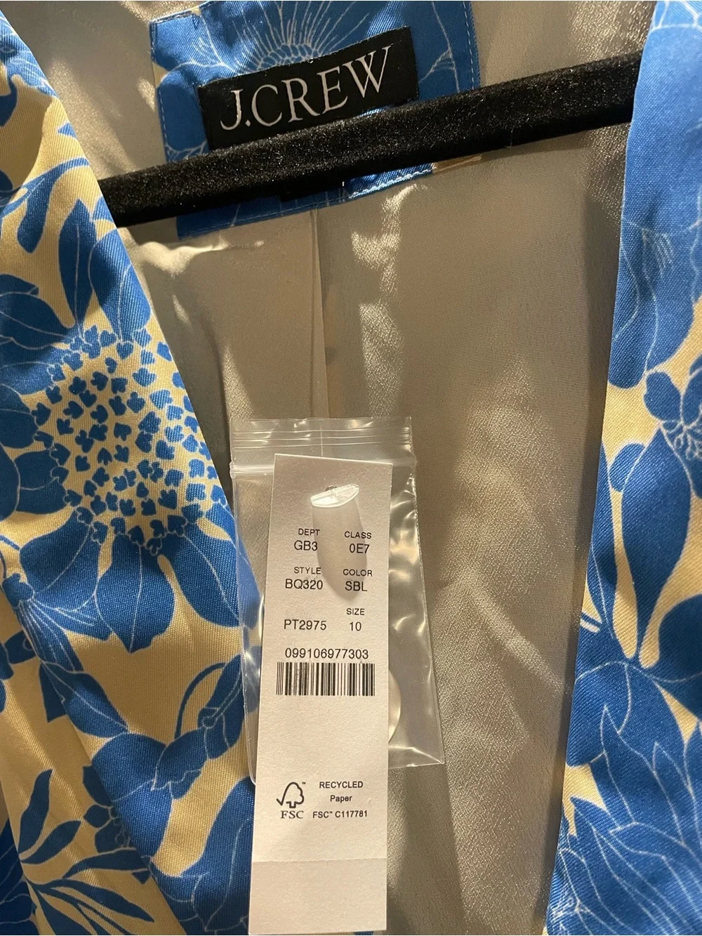 J. Crew Blue Floral Blazer on Cream