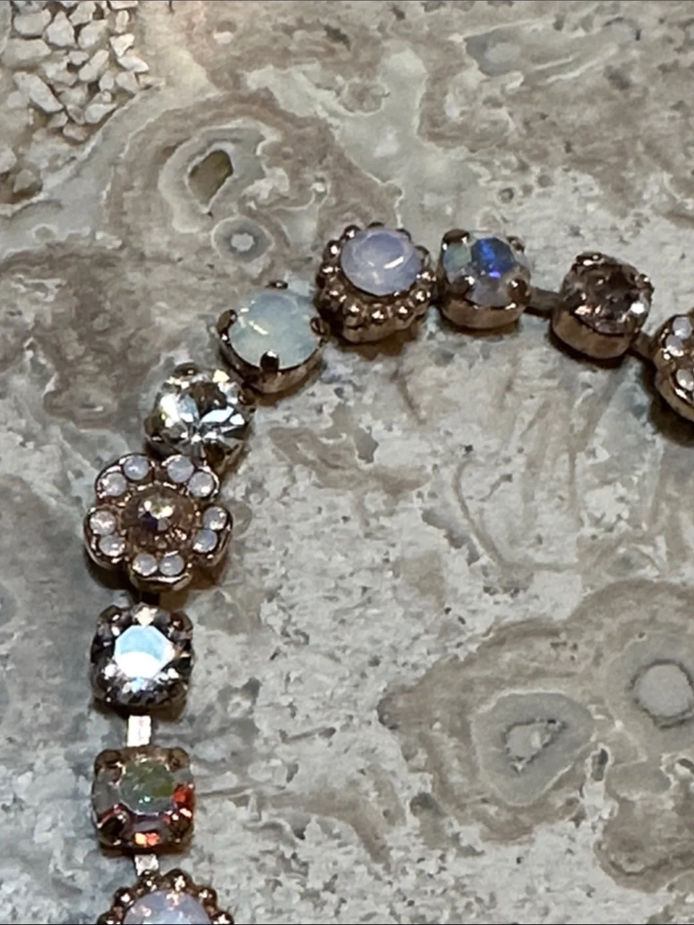 Mariana Rose Gold Crystal Bracelet with Iridescent and Clear Stones