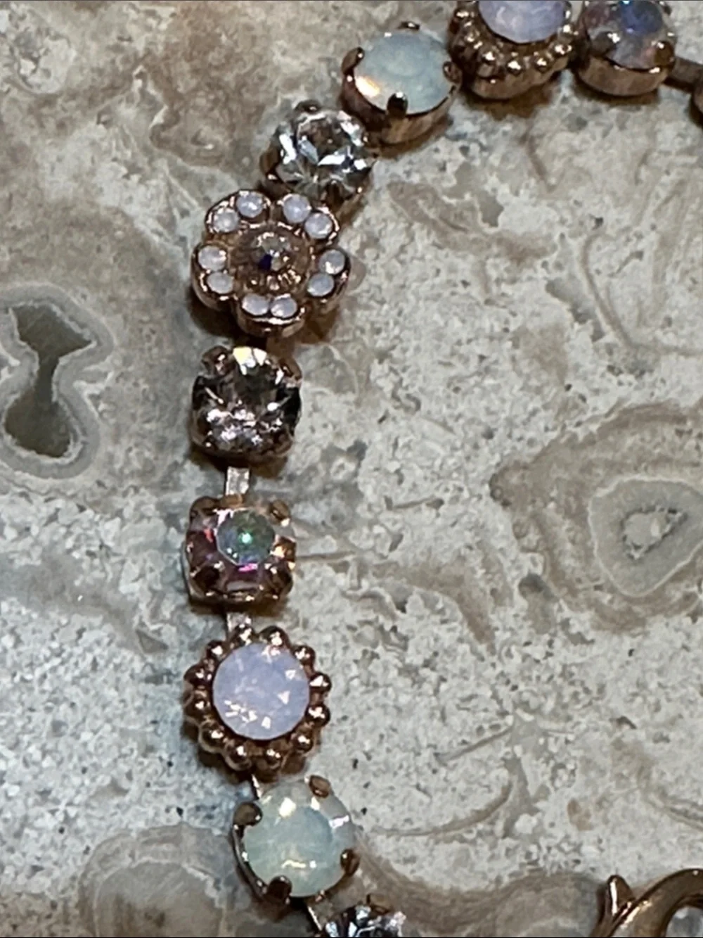 Mariana Rose Gold Crystal Bracelet with Iridescent and Clear Stones