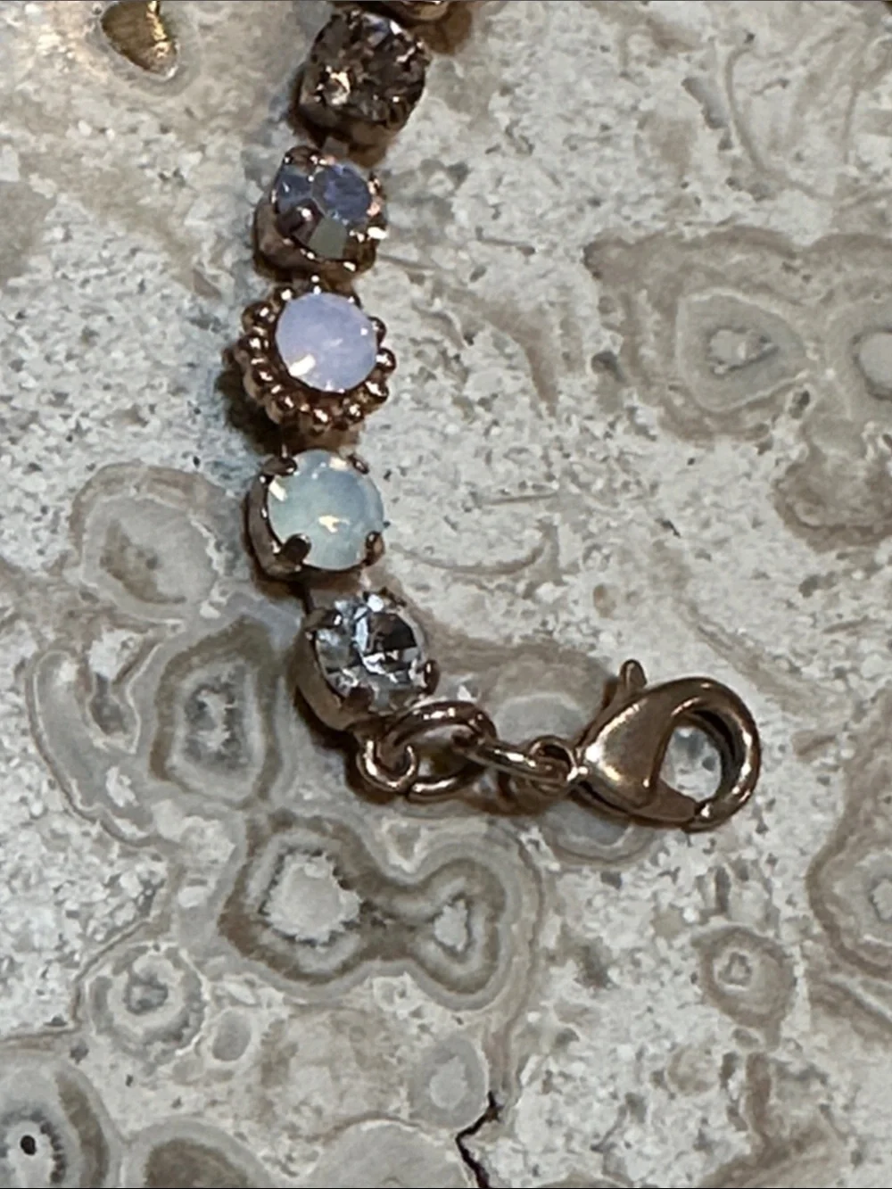Mariana Rose Gold Crystal Bracelet with Iridescent and Clear Stones