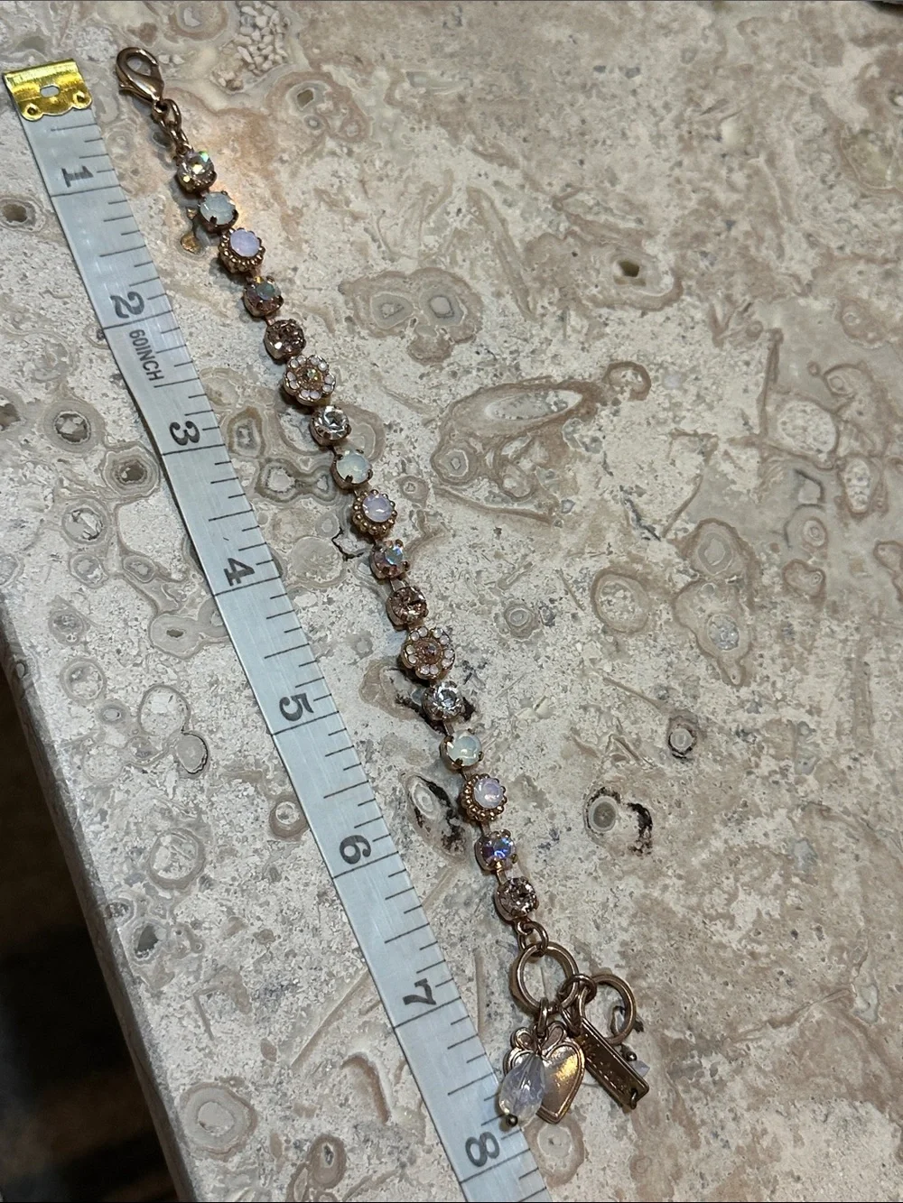 Mariana Rose Gold Crystal Bracelet with Iridescent and Clear Stones