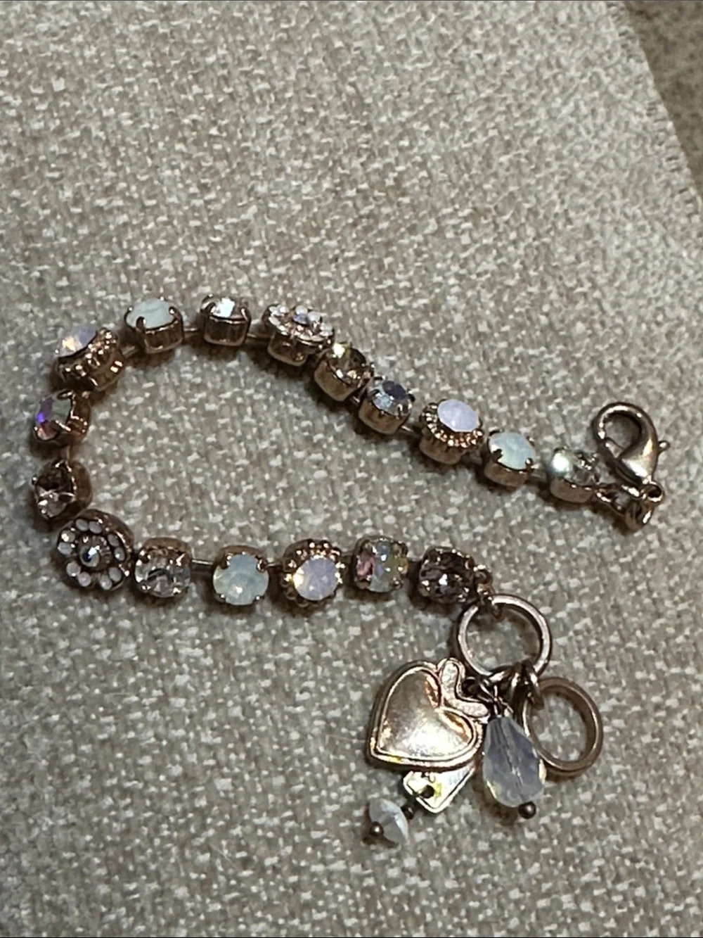 Mariana Rose Gold Crystal Bracelet with Iridescent and Clear Stones