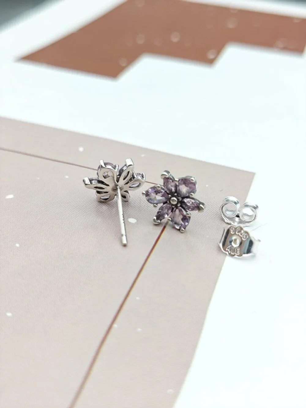 Pandora Sparkling Pink Flower Stud Earrings