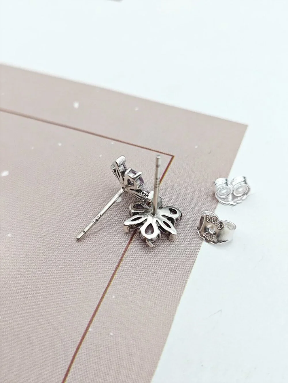Pandora Sparkling Pink Flower Stud Earrings