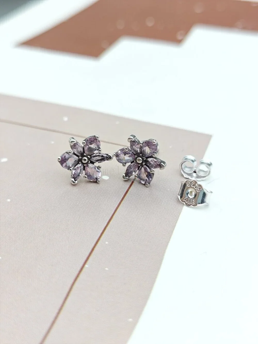 Pandora Sparkling Pink Flower Stud Earrings