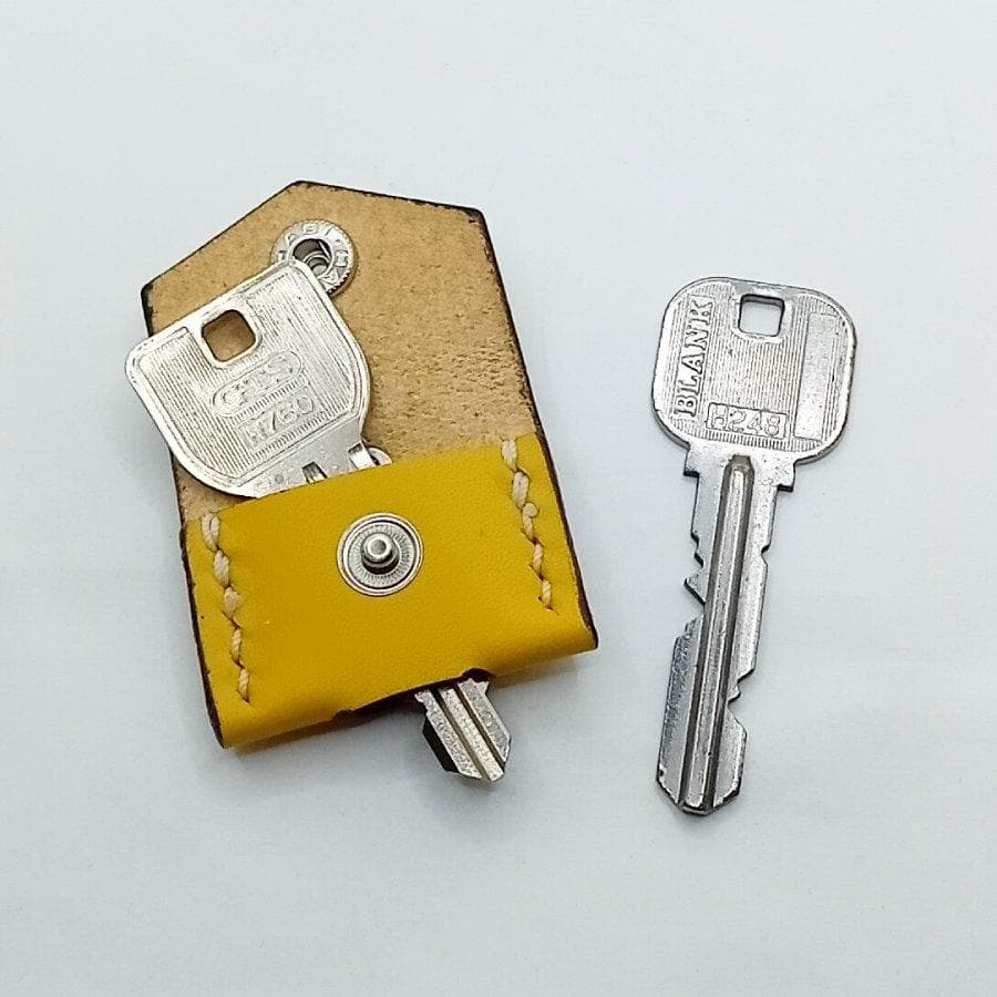 Genuine Leather Key Cover - Yellow - Handmade Leather Craft