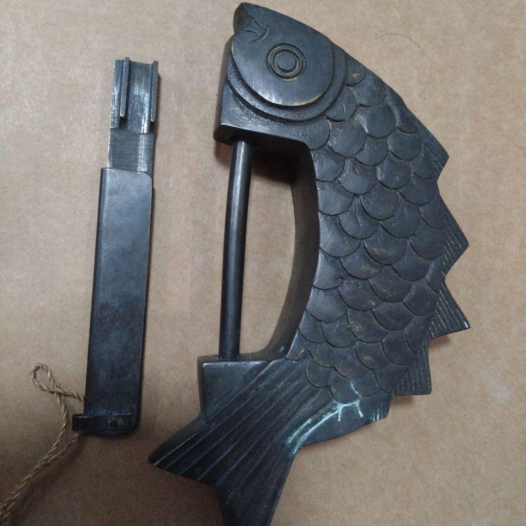 Fish-shaped lock, vintage, copper