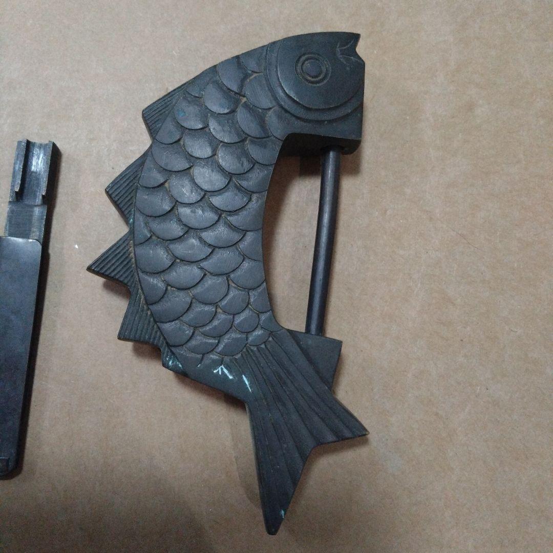 Fish-shaped lock, vintage, copper