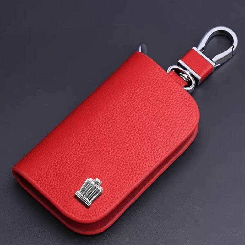 Crown Key Case Leather Genuine Leather Key Cover Luxury Red 1