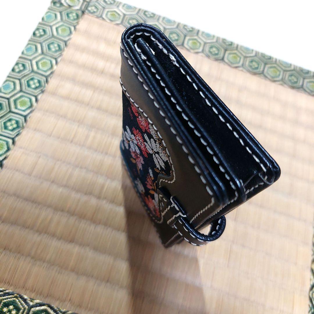 DEGNER KAZAN Business Card Holder Card Case Cherry Blossom Japanese Pattern Genuine Leather
