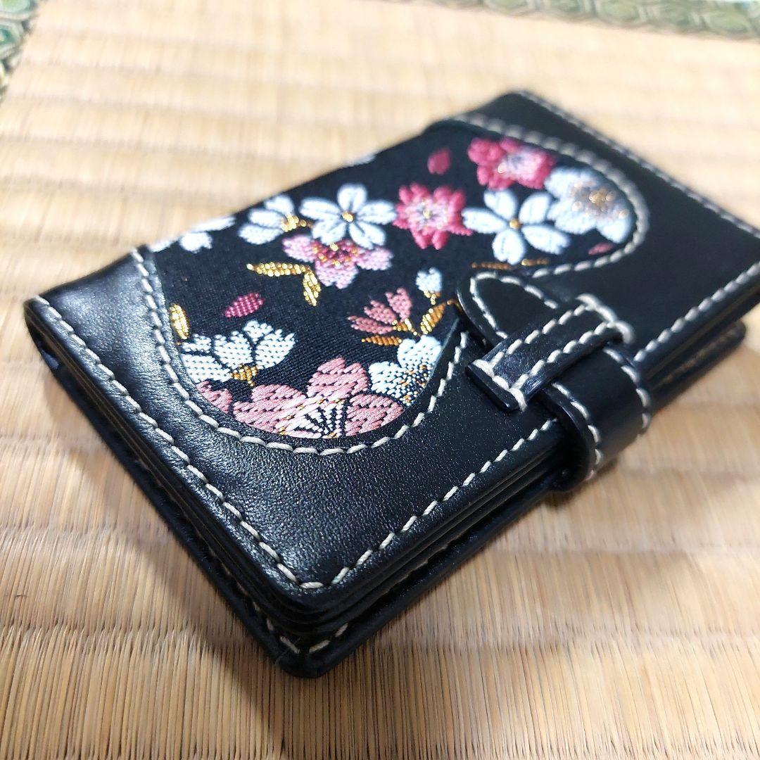 DEGNER KAZAN Business Card Holder Card Case Cherry Blossom Japanese Pattern Genuine Leather