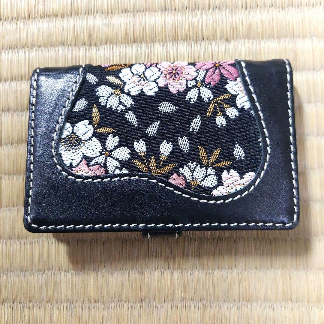 DEGNER KAZAN Business Card Holder Card Case Cherry Blossom Japanese Pattern Genuine Leather
