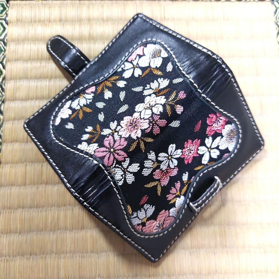 DEGNER KAZAN Business Card Holder Card Case Cherry Blossom Japanese Pattern Genuine Leather